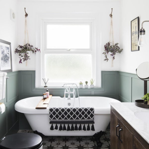 Bathroom panelling with bath