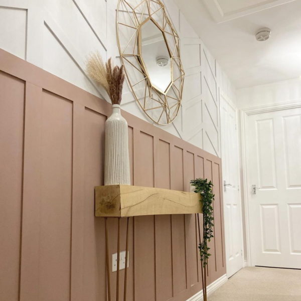 Hallway decorative pink panelling