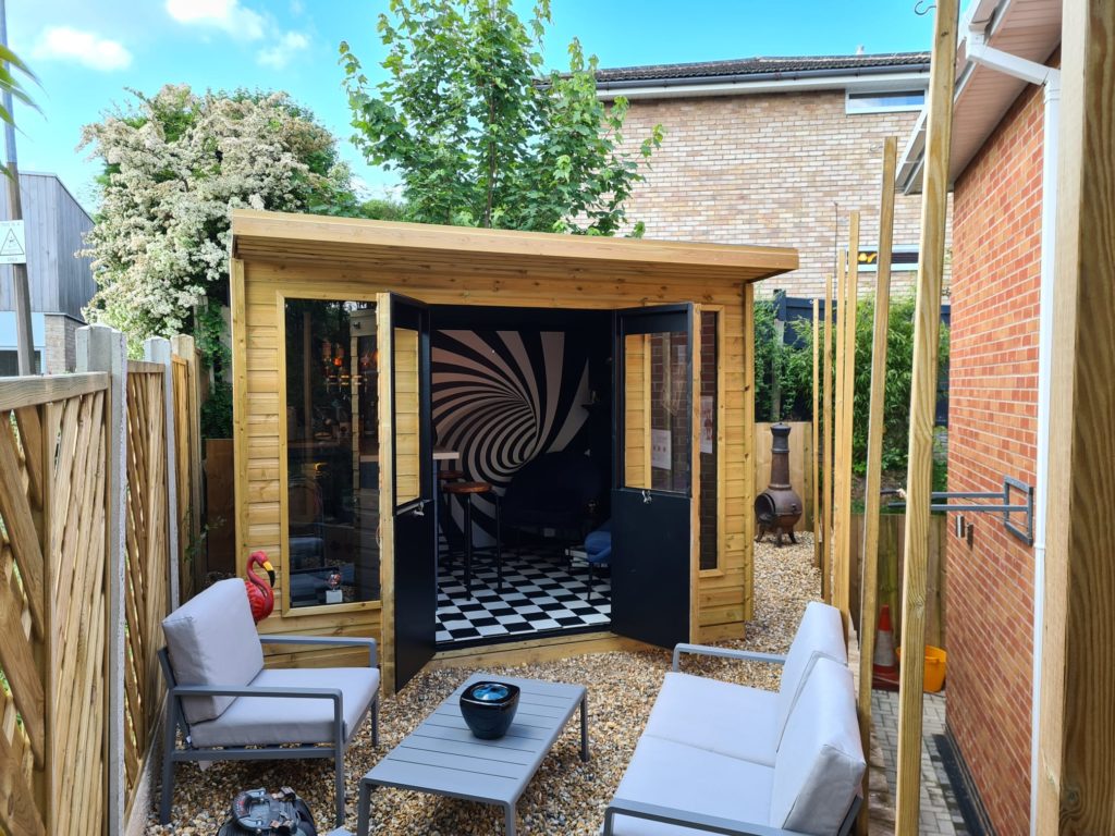 Shiplap cladding in small garden