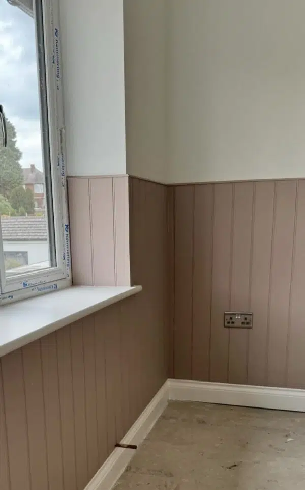 Panel fast sheets on wall with skirting