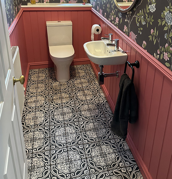 Bead & Butt bathroom panelling soft pink colour