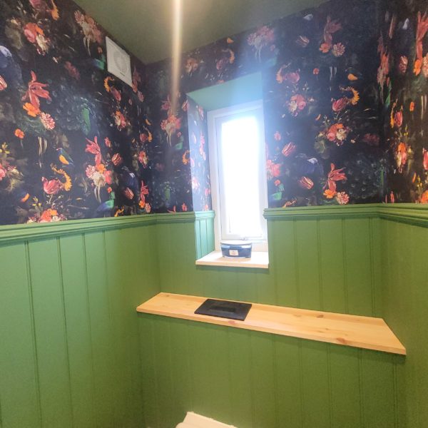 Bathroom bead and butt wall panelling