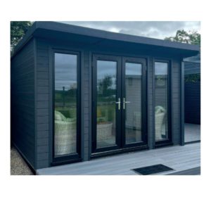 Composite cladding on garden shed